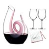 Riedel Curly Decanter Pink with Wine Series Cabernet Merlot Glasses Bundle