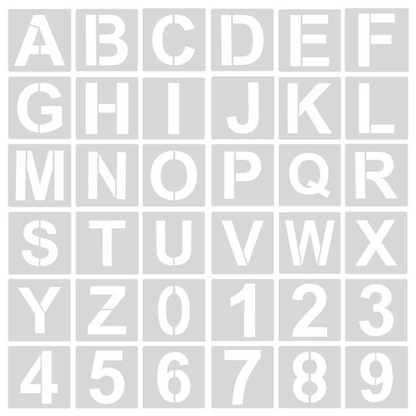 AIEX 36pcs Letter and Number Stencils, 2 Inch Letter Stencils Reusable Plastic Letter Number Template Alphabet Stencil Craft Stencils for Wood Sign Cake Painting Art Projects Decoration