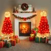 2 PCS Lighted Santa Hat Style Christmas Tree Set 4ft Artificial Tree with Lights