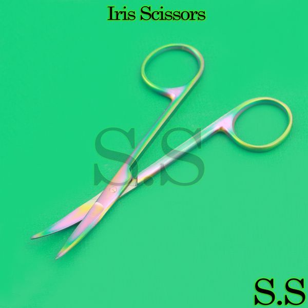 Iris Micro Stitch Scissors 4.5" Cvd MULTI TITANIUM RAINBOW COLOR Stainless Steel