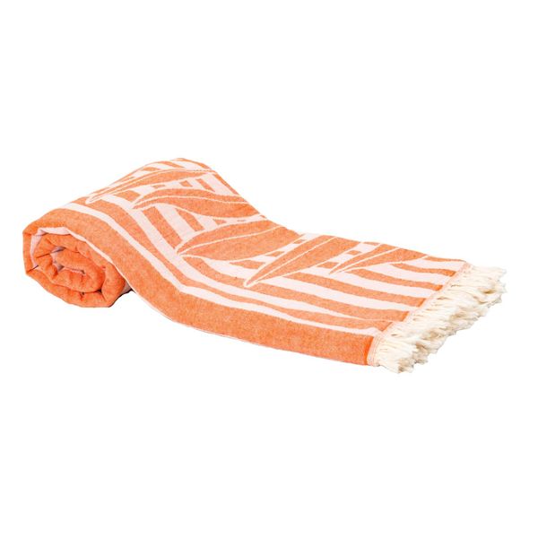 English Home Turkish Beach Towel Hammam Towel%100 Turkish PolyCotton Prewashed Absorbent Quick Dry Lightweight Peshtemal for Beach Sauna Spa Pool, Tukan 90x150 cm, Orange