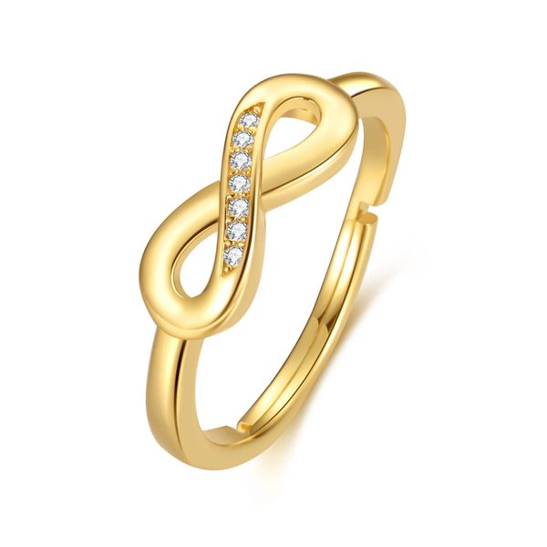 Philip Jones Gold Plated Infinity Ring Created with Zircondia® Crystals