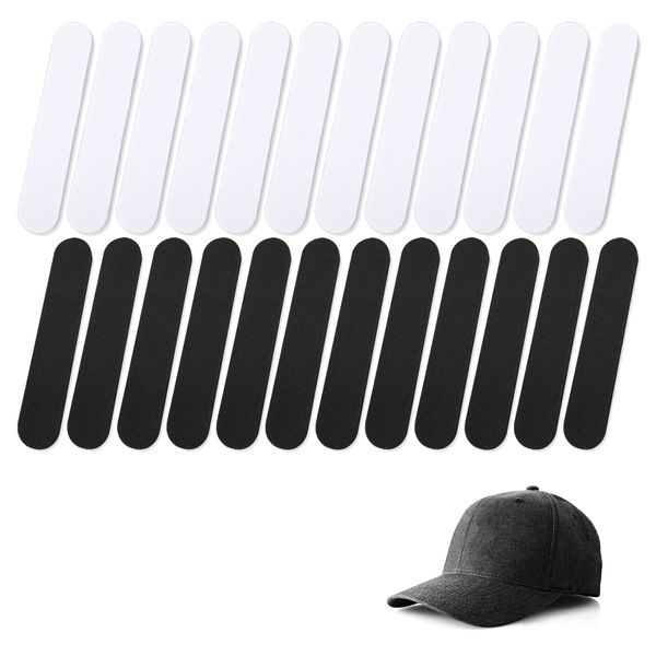 24 Pcs Hat Size Reducers, Hat Inserts To Make Smaller, Hat Sizing Tape Hat Sweat Liner for Men and Women, White Black