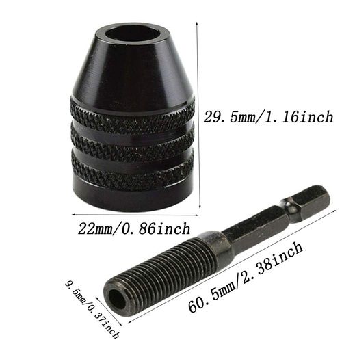 Bestgle Keyless Drill Chuck 0.3-6.5mm Drill Chuck Screwdriver Impact Driver Adapter 1/4" Hex Shank Drill Bit Drill Chuck Adapter Power Tool Accessories Quick Change Drill Chuck Black