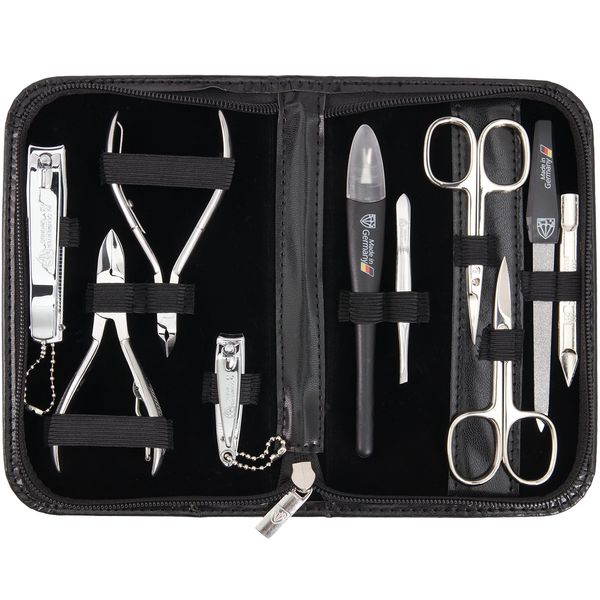 3 Swords Germany - brand quality 10 piece manicure pedicure grooming kit set for professional finger & toe nail care scissors clipper fashion leather case in gift box, Made by 3 Swords (00286)