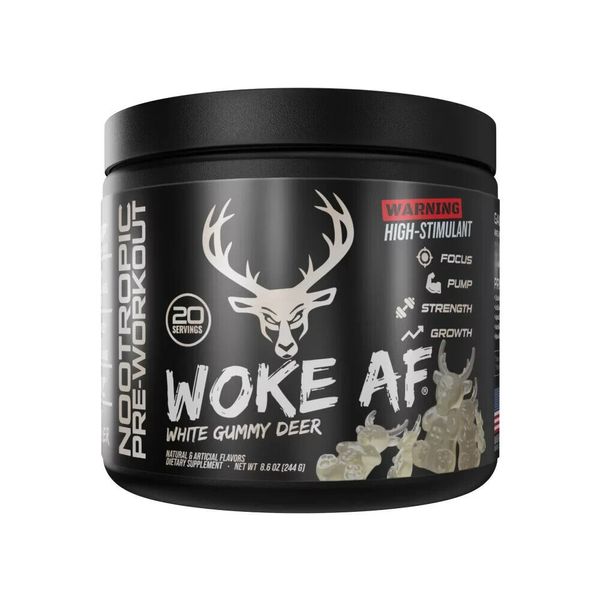 Bucked Up WOKE AF Pre-Workout White Gummy Deer Energy Pump Focus 20 Ser Exp 6/25