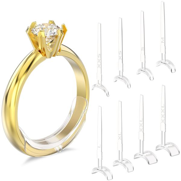 Invisible Ring Size Adjuster 16 Pack 8 Sizes Ring Tightener Guard Reducer for Loose Rings Women Men, Make Ring Smaller Without Resizing