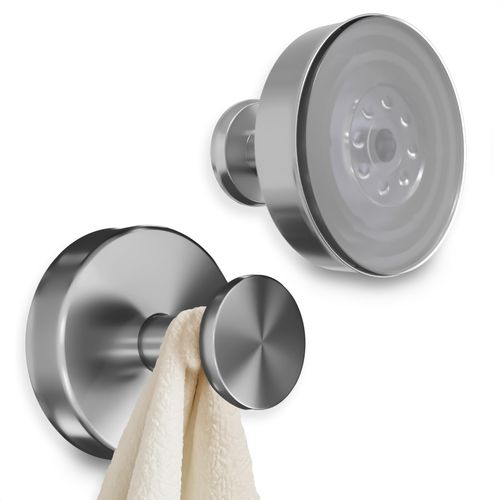 Chrome Shower Hooks – 2 Pcs Easy to Install Chrome Suction Cup Hooks for Shower, Tile, Mirror, Kitchen, Glass, Suction Towel Hook for Robe, Towel, Loofah - 11Lbs Max Load, Removable, Rust Resistant