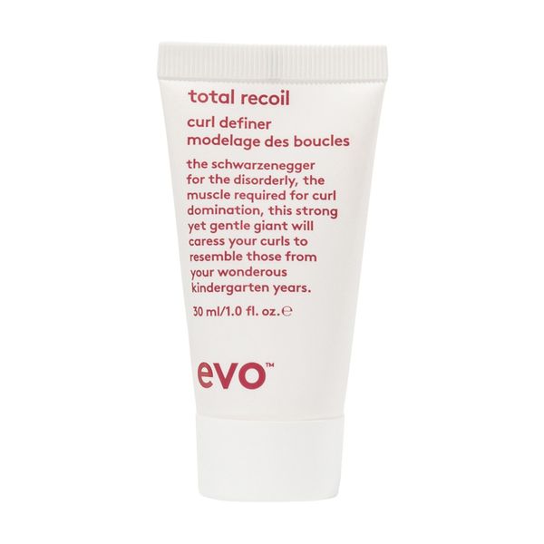 EVO Total Recoil Curl Definer - Strong Hold Defining Moisturizing Cream - Enhances Natural Curl Pattern & Reduces Frizz - Humidity Control - Travel Size, 30ml / 1.01fl.oz