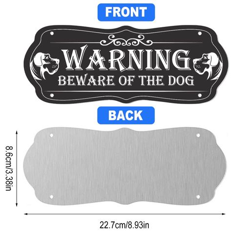 2 Pieces Beware of Dogs Sign for Fence, 9 x 3.5 Inch Dog in Yard Keep Gate Closed Sign Metal, Warning Dog Sign with Screws for Lawn, Fence, Garden