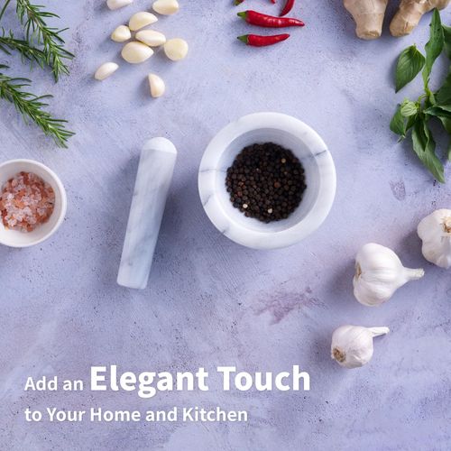 6.75" Natural Marble Pestle – Heavy-Duty Stone Grinder Tool for Herbs, Spices, Garlic & Nuts | Non-Porous, Durable & Easy to Clean | Ergonomic Grip for Efficient Grinding