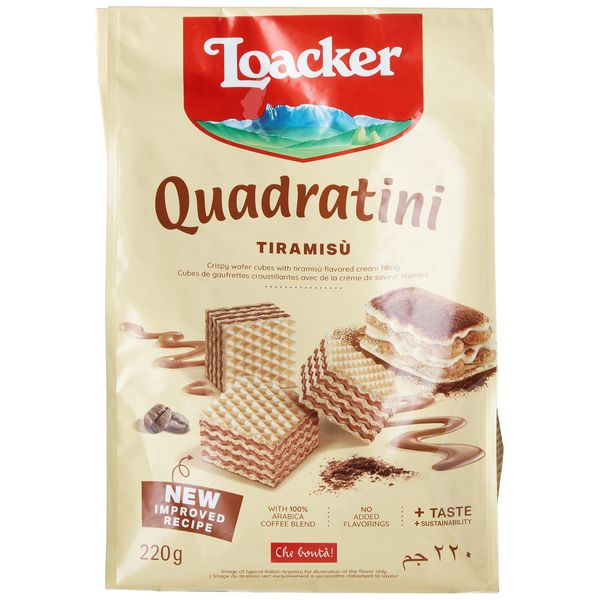 Loacker Quadratini, Crispy wafer cubes with dark chocolate cream filling, 8.82-Ounce