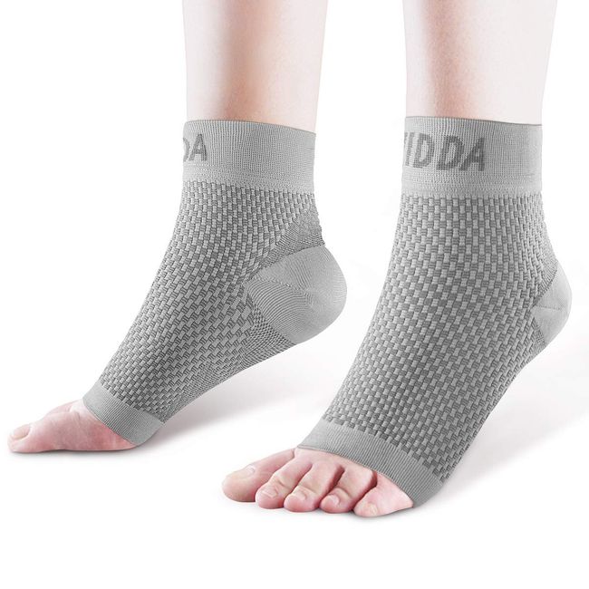 AVIDDA Plantar Fasciitis Socks with Heels Arch Supports, Compression Sleeves Ideal for Arthritis Pain Relief and Suitable for Sports, Ankle Supports for Men and Women Grey-1-M