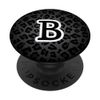 Letter B Black Cheetah Leopard Cat Animal Print Initial PopSockets Swappable PopGrip