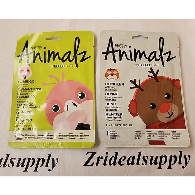 Pretty Animals By Masque Bar Reindeer Calming & Flamingo Hydrating 2 Sheat Mask