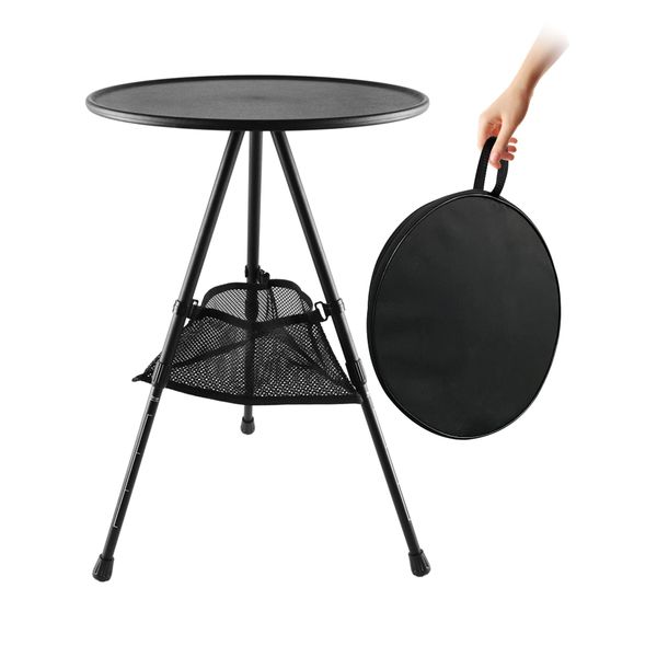 Camping Table, Foldable, Outdoor Table, Compact, Mini Table, Foldable, Veranda, Garden, Indoor/Outdoor, Side Table, Height Adjustment, Fishing, Mountain Climbing, Solo Camping, Barbecue, Bonfire