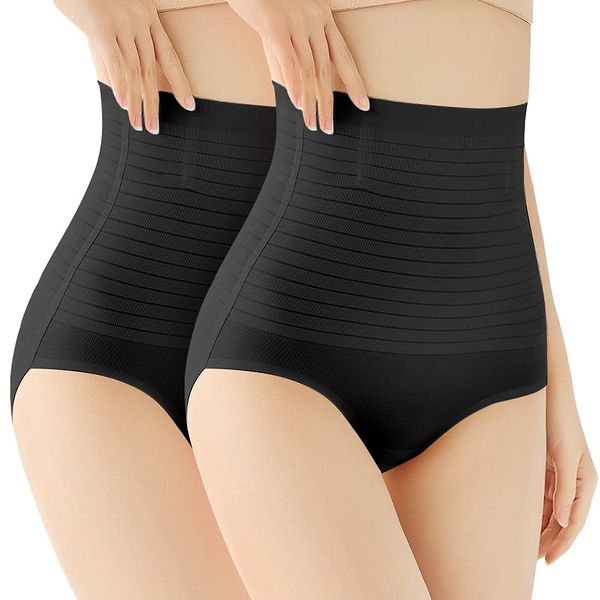 Barifall 1009 Women's Girdle Panties, High Waist, Shaping Underwear, Tummy Tightening, Butt Lifting, Shaping Up Pants, Waist, Black*2