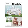 SIMPLICITY Sewing Pattern SS9941OS Plush Bears and Bunnies in Three Sizes OS (ONE Size)