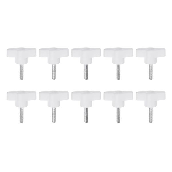 sourcing map 10pcs Wing Knobs M5 x 30mm Male Thread Plastic Tee Stud Knobs T Threaded Handles Hand Clamping Tightening Thumb Screws Thumbscrew, White