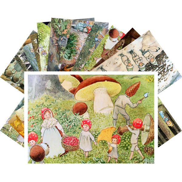 Vintage PostCards 24 pcs Small Forest People Vintage Kids Book Illustration Art