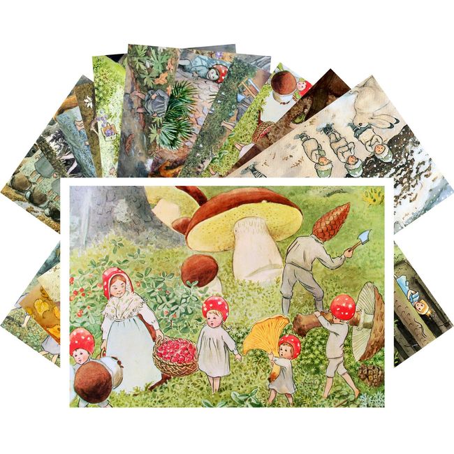 Vintage PostCards 24 pcs Small Forest People Vintage Kids Book Illustration Art