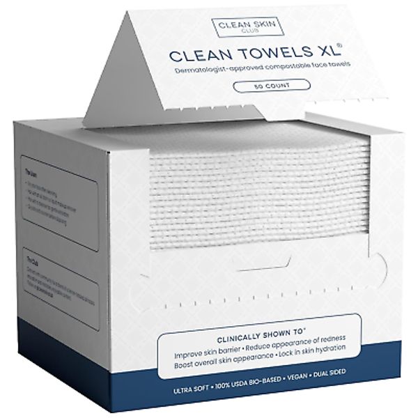 Clean Towels XL™ - Biobased Disposable Face Wipes, Eczema Approved, 50 Ct