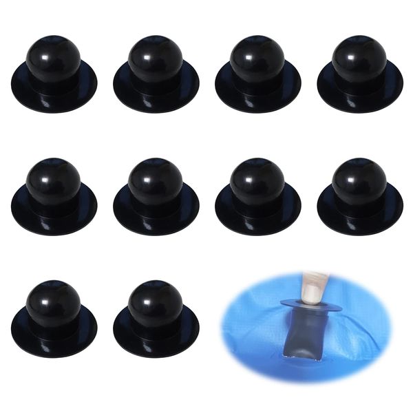 SIKAMARU Pack of 10 Swimming Pool Wall Hole Plugs, Swimming Pool Replacement Parts, Filter Hole Plugs, Strong Sealing, Above Ground Pool Filter Pump Replacement Hole Plugs, Pool Adapters (Black)