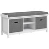 Storage Shoe Bench with Cushion, Fabric Drawers for Entryway, White