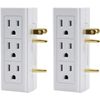 6 Outlet Vertical Extender Wall Tap - Split 2 Outlets Into 6 Grounded - 2 Pack