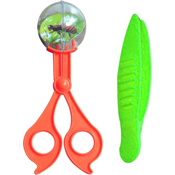 Galyacht 2Pcs Orange and Green Bug Insect Catcher Scissors Tongs Tweezers Clamp Cleaning Tool Kids Toy Nature Exploration Toys