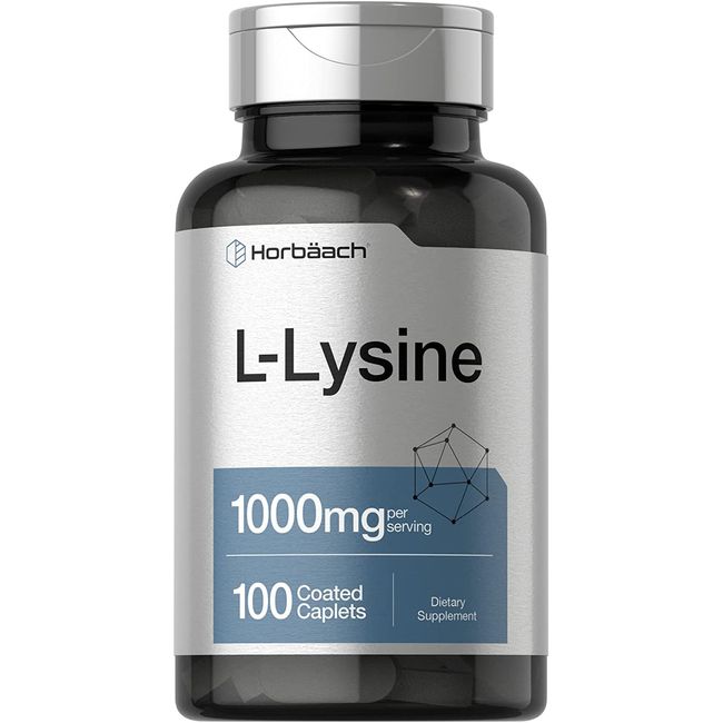 L-Lysine 1000mg ,100 Caplets, Free Form Dietary Supplement, Non-GMO, by Horbaach