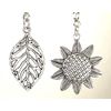Two-Piece Silvery Metal Ceiling Fan Pulls Sunflower and Leaf Nature Set