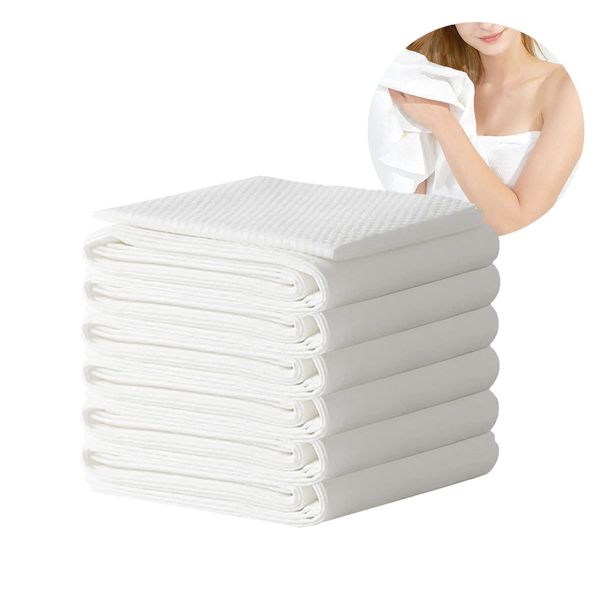 Peachicha Disposable Bath Towels, Big Shower Body Towel for Travel,Hotel, Trip, Camping, Soft, Absorbent, Thick, Total 6 Pack