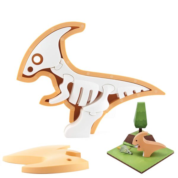 HALFTOYS Magnetic 3-D Puzzle Dinosaur Figures Toy Set for Kids & Family- para-Fine Motor Development