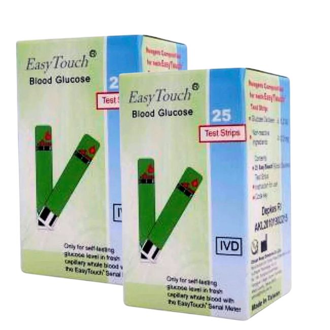 2 x Original New Easy Touch Test Strip For Blood Glucose Level Check 25 Strips