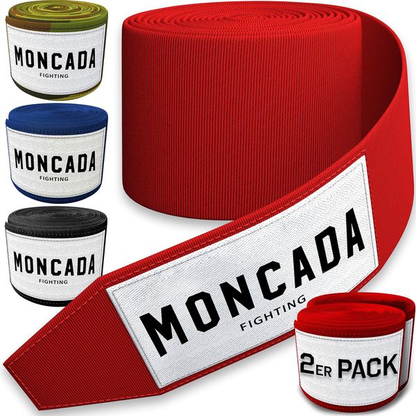 Moncada Fighting® [4m Boxbandagen mit Daumenschlaufe - Bandagen Boxen Halb elastische Boxing Gloves mit extra breitem Klettverschluss - Boxbandage Hand für Boxen, MMA, Kickboxen - Box Bandage Sport