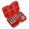 Sealey 18pc 1/4" Sq & 3/8" Sq Drive Glow Plug Socket Set, Pressure Sensor Glow-Plug - SX4031