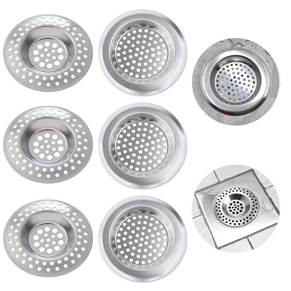 WOVTE Sink Strainer Plug, 6pcs Kitchen Bathroom Sink Strainer Cover Drain Protector Shower Drain Cover Hair Catcher Plug Hole Sink Tub Strainer Drain Filter Basket Strainer Waste Plug