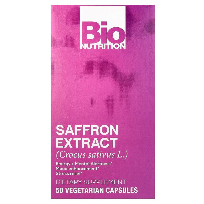 Bio Nutrition Saffron Extract 50 Veggie Caps Gluten-Free, No Artificial Flavors,