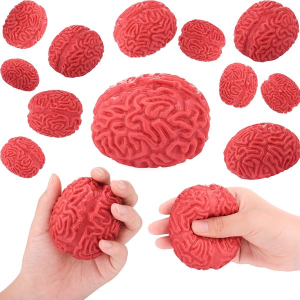 Zhanmai 12 Pcs Brain Stress Balls Brain Splat Ball Brain Toys Anti-Pressure Sticky Balls Fake Brain Squishy Pressure Soft Balls, Halloween Toys for Teenagers and Adults Decompression and Relaxation