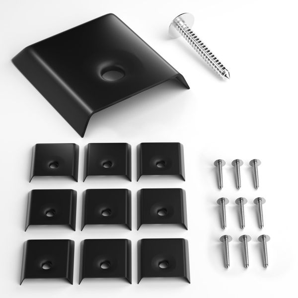 10 Pack RV Camper Trailer Extrusion Flat End Cap for Vinyl Trim Molding 1" with Screws (Black)