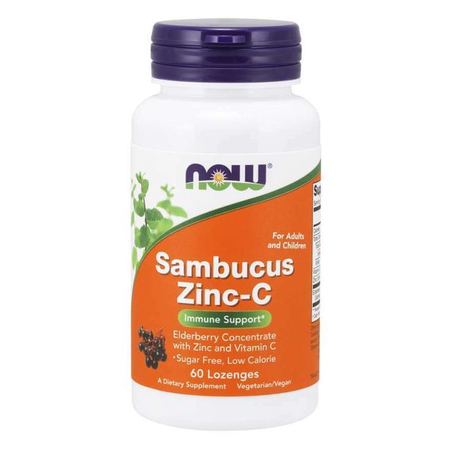 NOW Foods Sambucus Zinc Vitamin C 60 Lozenge Elderberry Vitamin C Late Dat March