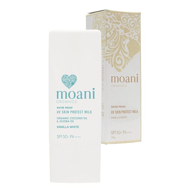 Moani Organics Sunscreen Emulsion 1.8 oz (50 g) (For Face and Body), SPF 50+ PA+++, Vanilla White, 100% Naturally Derived Ingredients