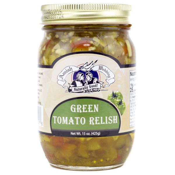 Amish Wedding All-Natural Green Tomato Relish 15 Ounces (Pack of 2)