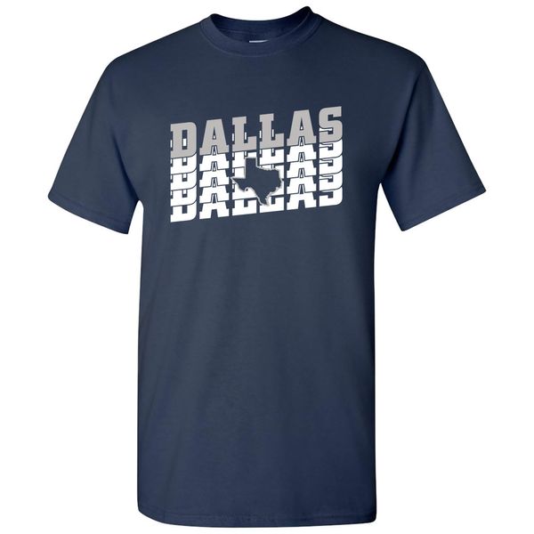 UGP Campus Apparel Dallas Retro Repeat - Sports Team City Pride Tailgating T Shirt - Medium - Navy