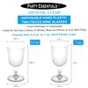 Party Essentials Disposable Hard Plastic Two Pieces Wine Glasses, 20-Count, 7-Ounce, Clear