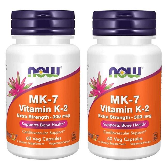 Now Foods MK-7 Vitamin K-2 Extra Strength 300 mcg - 60 Veg capsules [ 2 Pack ]