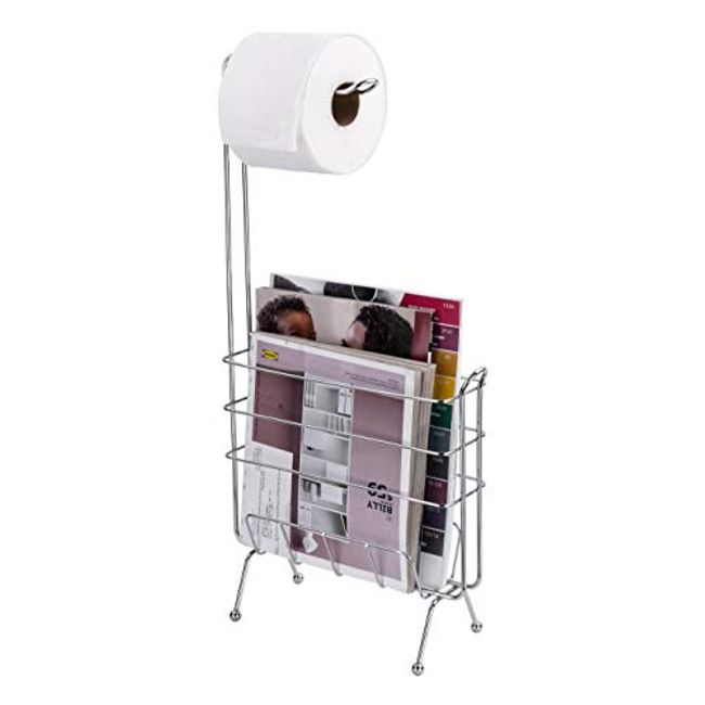 Toilet Paper Holder Stand with Shelf Tissue Holders for Bathroom, Free  Standing Bath Tissue Roll Holder Magazine Rack[Upgrade] 