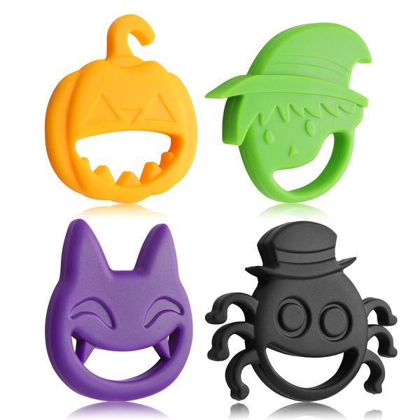 Halloween Teething Toys ，Soft Silicone Baby Soothing Halloween Teether Chew Toys，Halloween for Toddlers Treat or Trick Stocking Stuffers Bags Gifts