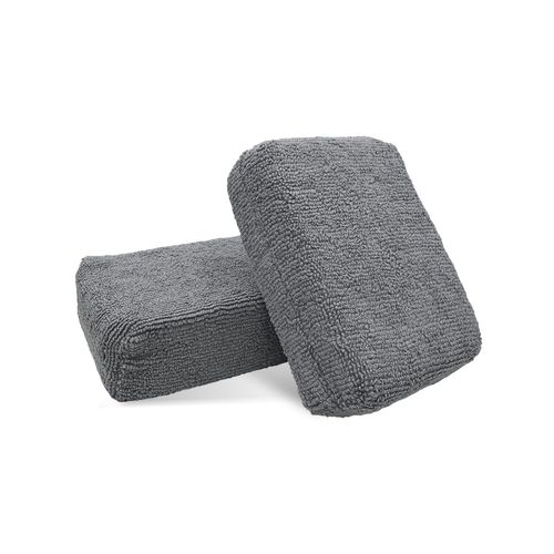 Yourkar 2 PCS Car Wash Applicator, Rectangular Microfiber Applicator Cleaning Pads for Wax Polishing, Soft Premium Microfiber Sponge for Vehicle Washing, Universal Car Accessories (Gray)